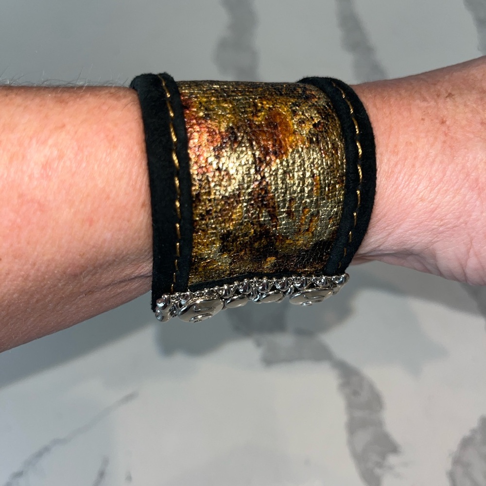 SG Liquid Metal Collection Leather Cuff Bracelet